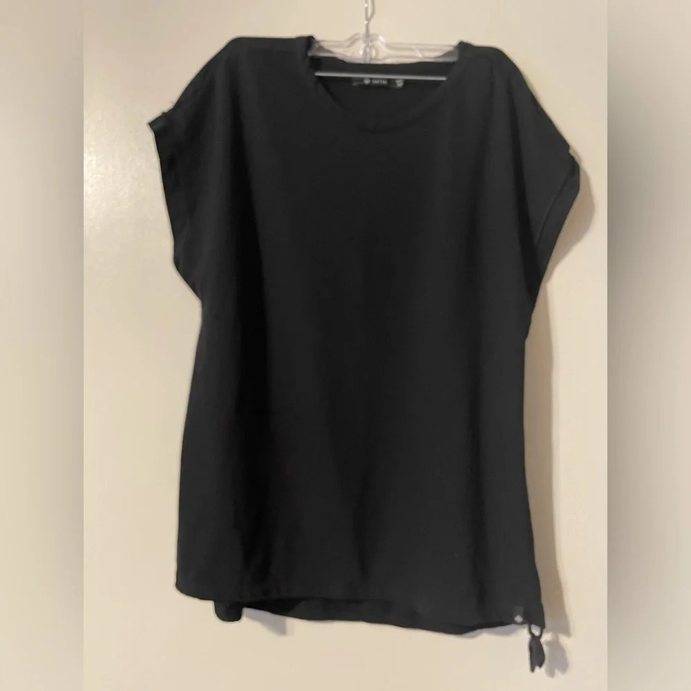 Satva Black Short Sleeve Organic Cotton Blended Tee Shirt Size Medium